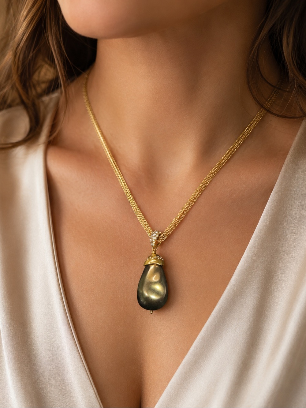 Vintage Statement Pendant Necklace from designer Alexis Bittar. With pouch.